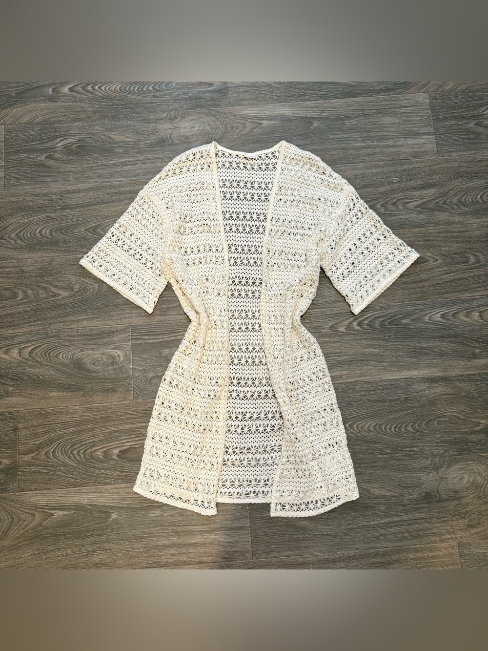lascana ivory sheer crochet cardigan coverup